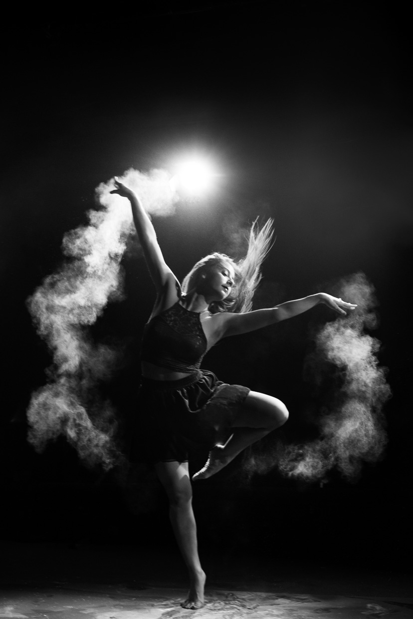 Stefanie Mavrakou dancing at Corpus Playroom with talcum powder.